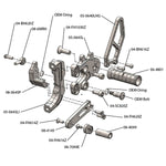 05-0647B Ducati Panigale 899, 959 Corse, 1199S, 1199R, 1299, V2 Complete Rearset Kit w/ Pedals - STD Shift - Woodcraft Technologies