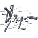05-0129B Kawasaki Ninja 650  2009-11 Complete Rearset Kit w/ Pedals - STD/GP Shift - Woodcraft Technologies