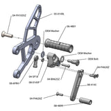 05-0150B 2013-18 Kawasaki ZX636 Complete Rearset - STD/GP Shift