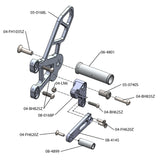 05-0168B Kawasaki Ninja ZX10 2011-15 Complete Rearset Kit w/ Pedals - STD Shift - Woodcraft Technologies