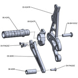 05-0247B Suzuki GSX-R600 2006-2010 GSXR750 2006-10 Complete Rearset Kit w/ Pedals - STD/GP Shift - Woodcraft Technologies