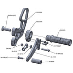 05-0249B Suzuki GSX-R1000 2007-08 Complete Rearset Kit w/ Pedals - STD/GP Shift - Woodcraft Technologies