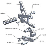 05-0339B Honda CBR1000RR 2008-16 CBR1000RRSP 2014-16  Complete Rearset Kit w/ Pedals - STD/GP Shift - Woodcraft Technologies