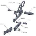 05-0452B Yamaha YZF-R1 2009-14 YZF-R1LE 2009-12 Complete Rearset Kit w/ Pedals - STD/GP Shift - Woodcraft Technologies