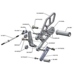 05-0500B Triumph Daytona 675 2006-12 Daytona 675R 2011-12 Complete Rearset Kit w/ Pedals - STD Shift - Woodcraft Technologies
