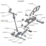 05-0505B Triumph Daytona 675 2013-17 RACE USE ONLY (No Side Stand) Complete Rearset Kit w/ Pedals - GP Shift w/o QS - Woodcraft Technologies