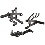 05-0512B Triumph Daytona 675 2006-12 Street Triple 2007-16 RACE USE ONLY (No Side Stand) Complete Rearset Kit w/ Pedals - GP Shift w/ QS - Woodcraft Technologies