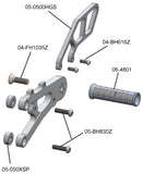 05-0512B Triumph Daytona 675/R/Street Triple Rearsets  - GP Shift w/QS Rod - RACE USE ONLY (No Side Stand)