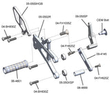 05-0512B Triumph Daytona 675/R/Street Triple Rearsets  - GP Shift w/QS Rod - RACE USE ONLY (No Side Stand)