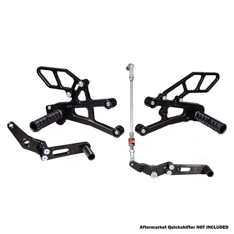 05-0516B Triumph 765 Street Triple Complete Rearset Kit w/ Pedals - GP Shift w/ Aftermarket Push QS