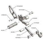 05-0625B Ducati 749 2003-06, 999 2003-06 Complete Rearset Kit W/Pedals - Woodcraft Technologies