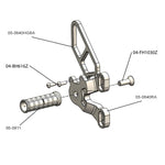 05-0640A Ducati 848 2008-11, 1098 2007-09 1198 2008-11, 848 EVO 2011-13 Rearset  w/Shifter Silver - Woodcraft Technologies
