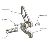 05-0640A Ducati 848 2008-11, 1098 2007-09 1198 2008-11, 848 EVO 2011-13 Rearset  w/Shifter Silver - Woodcraft Technologies
