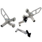 05-0640BA Ducati 848 2008-11, 1098 2007-09 1198 2008-11, 848 EVO 2011-13 Complete Rearset Kit w/ Pedals - Silver - STD/GP Shift - Woodcraft Technologies