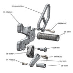05-0640BA Ducati 848 2008-11, 1098 2007-09 1198 2008-11, 848 EVO 2011-13 Complete Rearset Kit w/ Pedals - Silver - STD/GP Shift - Woodcraft Technologies