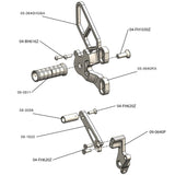 05-0640BA Ducati 848 2008-11, 1098 2007-09 1198 2008-11, 848 EVO 2011-13 Complete Rearset Kit w/ Pedals - Silver - STD/GP Shift - Woodcraft Technologies