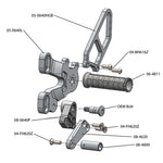 05-0640B Ducati 848 2008-11, 1098 2007-09 1198 2008-11, 848 EVO 2011-13 Complete Rearset Kit w/ Pedals Black - STD/GP Shift - Woodcraft Technologies