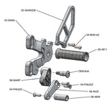 05-0640B Ducati 848 2008-11, 1098 2007-09 1198 2008-11, 848 EVO 2011-13 Complete Rearset Kit w/ Pedals Black - STD/GP Shift - Woodcraft Technologies