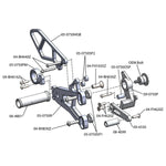 05-0750B BMW S1000RR 2009-14 HP4 2013-14 Complete Rearset Kit w/ Pedals - STD Shift - Woodcraft Technologies
