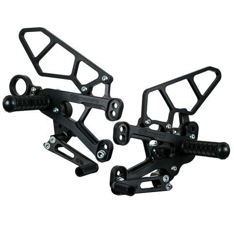 05-0751B BMW S1000RR 2009-14 HP4 2013-14 Complete Rearset Kit w/ Pedals - GP Shift - Woodcraft Technologies