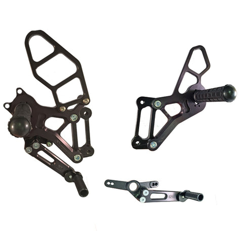 05-0759B 2017 BMW S1000R 2017-20 S1000XR 2015-19 Complete Rearset Kit w/ Pedals - STD/GP Shift - Woodcraft Technologies