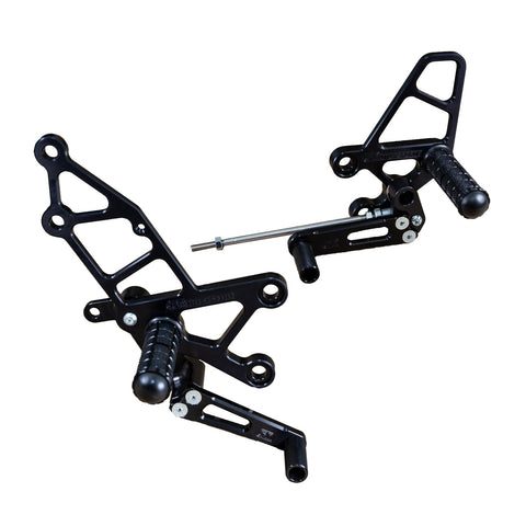 05-4130B Kawasaki Ninja250 1988-2007  Complete Rearset Kit w/ Pedals - STD/GP Shift - Woodcraft Technologies